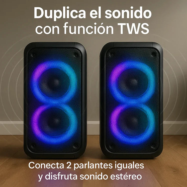 Parlante Ino Pulse 100 | Bluetooth con Micrófono, Luces LED y Portátil