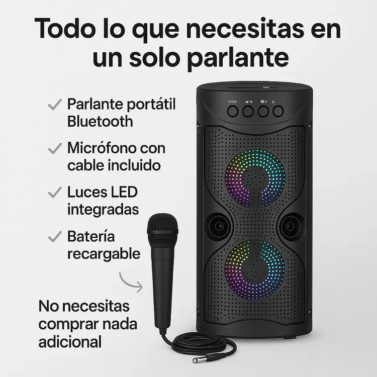 Parlante Ino Pulse 100 | Bluetooth con Micrófono, Luces LED y Portátil