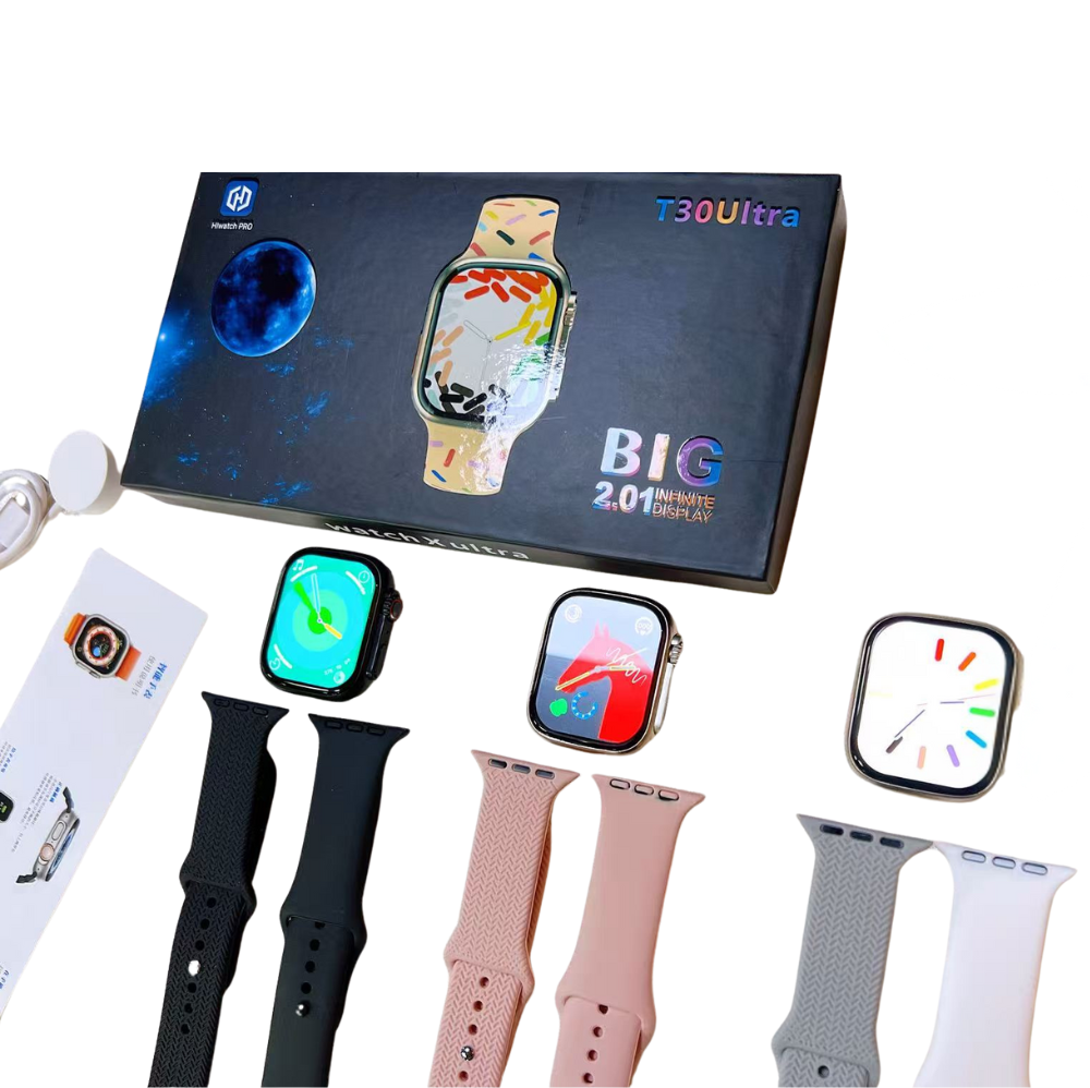 Smartwatch T30 Ultra | Carga Inalámbrica, Llamadas Bluetooth, Música y Doble Correa
