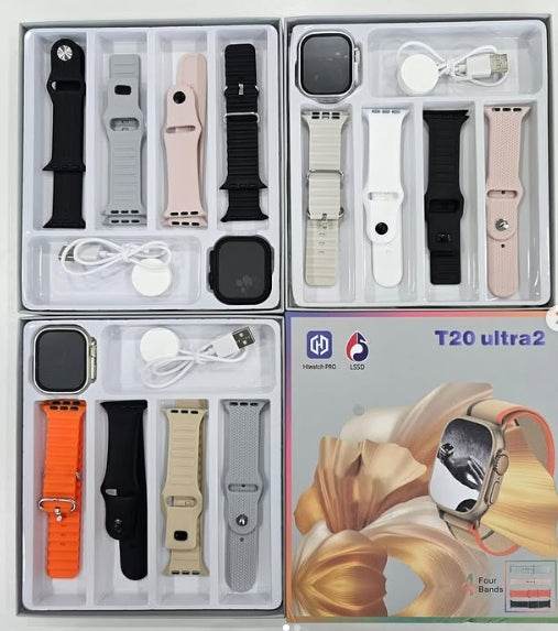 Smartwatch T20 Ultra S | Carga Inalámbrica, Llamadas Bluetooth y 4 Correas