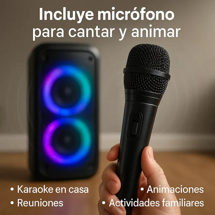 Parlante Ino Pulse 100 | Bluetooth con Micrófono, Luces LED y Portátil
