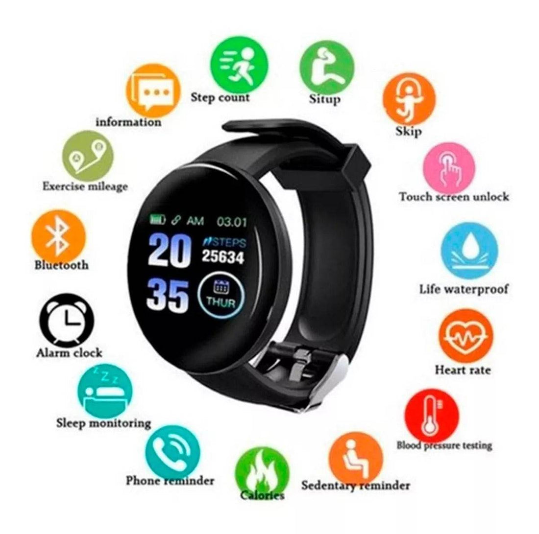 Smartwatch D18 | Salud, Llamadas Bluetooth y Notificaciones