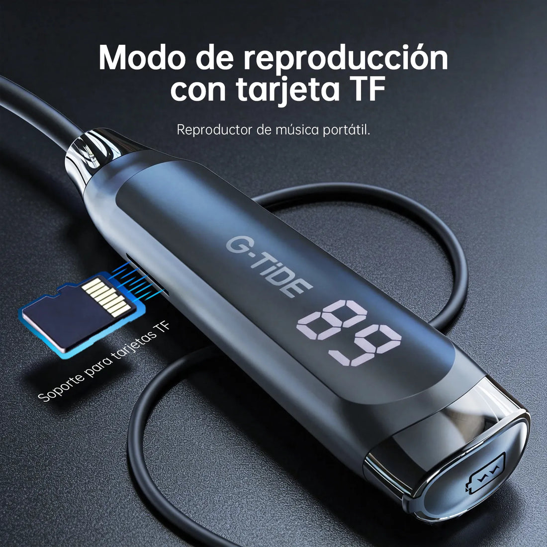 Audífonos de Cuello G-Tide EG22: Reproductor MP3 Independiente (Micro SD), Pantalla Digital LCD y Cancelación de Ruido ENC
