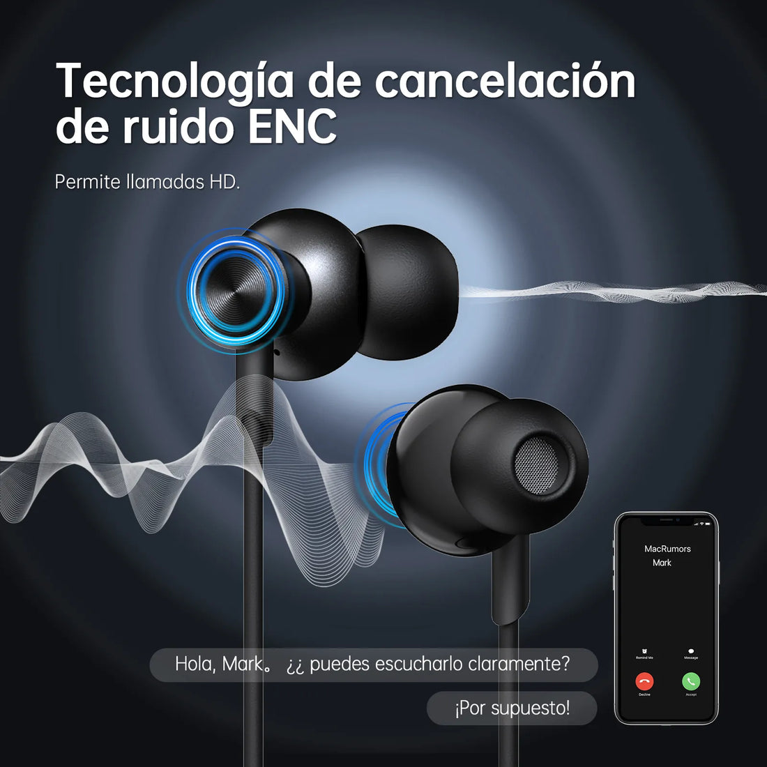 Audífonos de Cuello G-Tide EG22: Reproductor MP3 Independiente (Micro SD), Pantalla Digital LCD y Cancelación de Ruido ENC