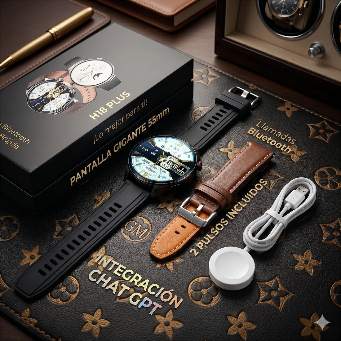 Smartwatch Mobulaa H18 Plus | Llamadas Bluetooth, Brújula, Chat GPT y 2 Pulsos Incluidos