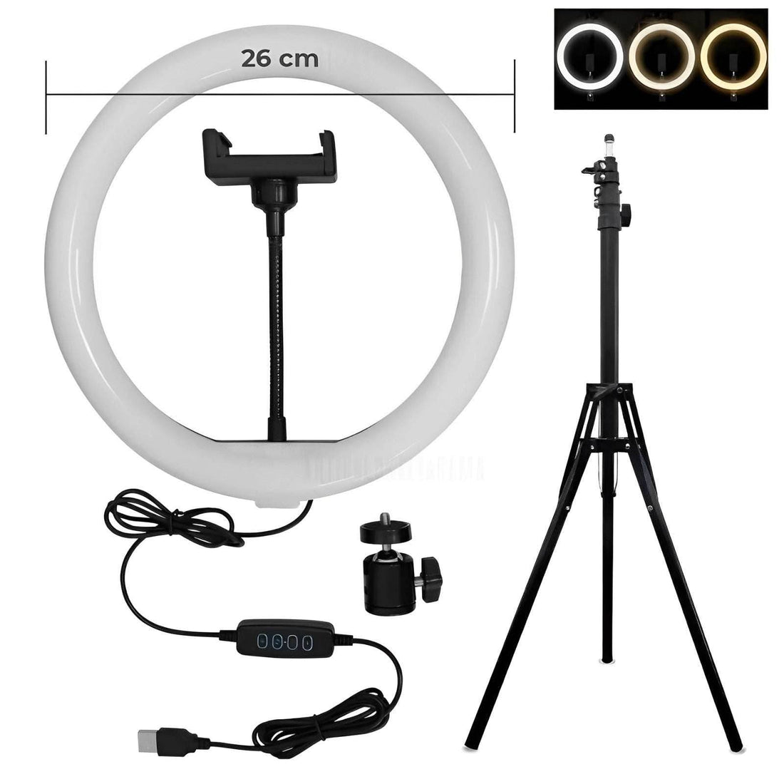 Aro de Luz LED 26CM | Iluminación Profesional para Fotos y Streaming | INOTEK