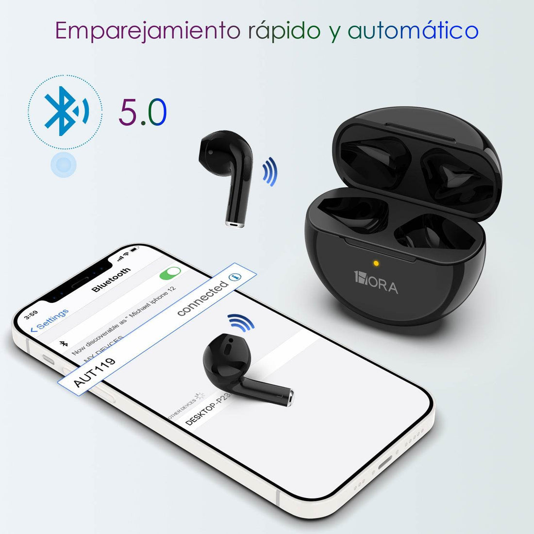 Audífonos Inalámbricos 1Hora AUT119 – Sonido Envolvente y Carga Rápida