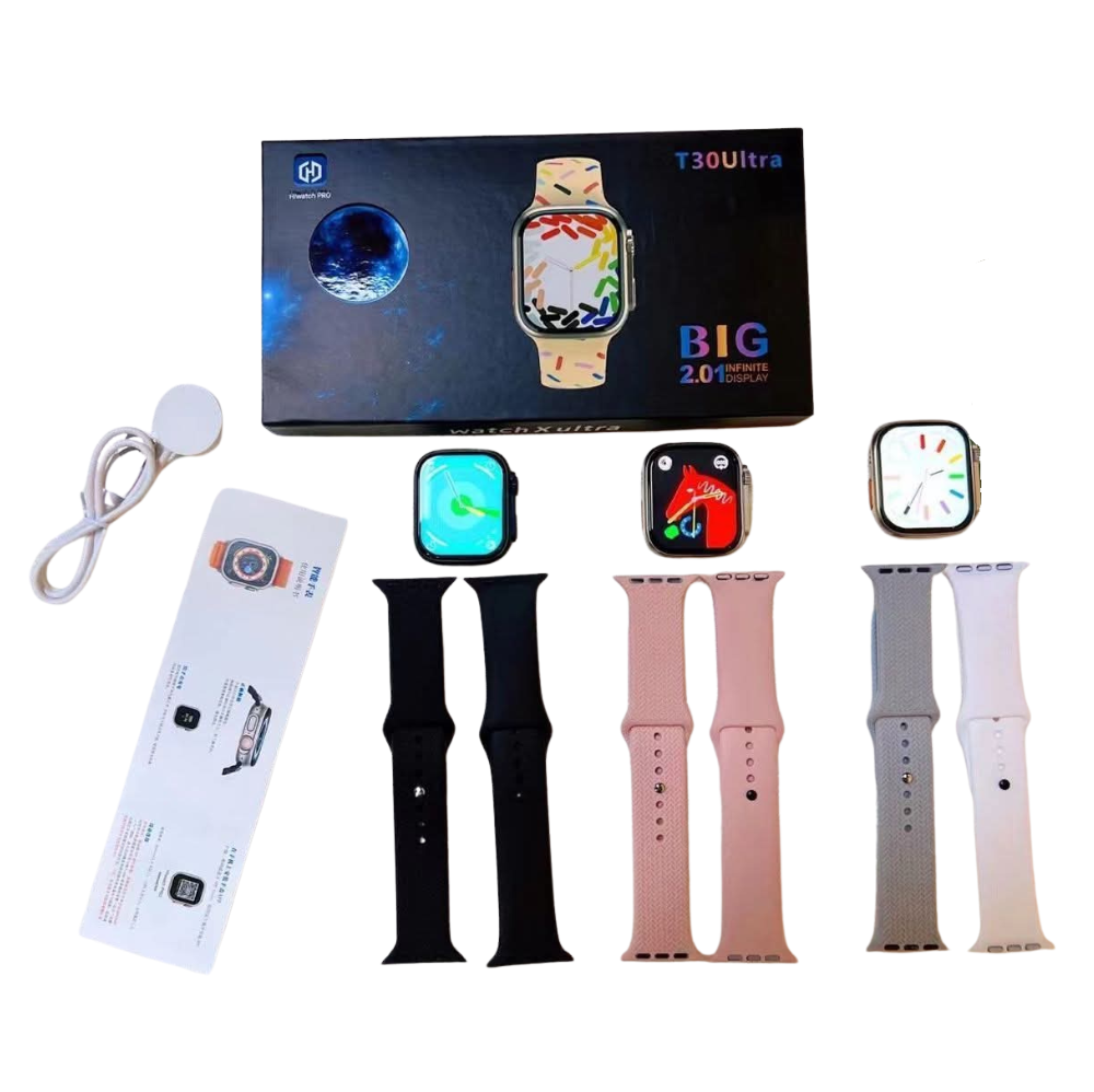 Smartwatch T30 Ultra | Carga Inalámbrica, Llamadas Bluetooth, Música y Doble Correa